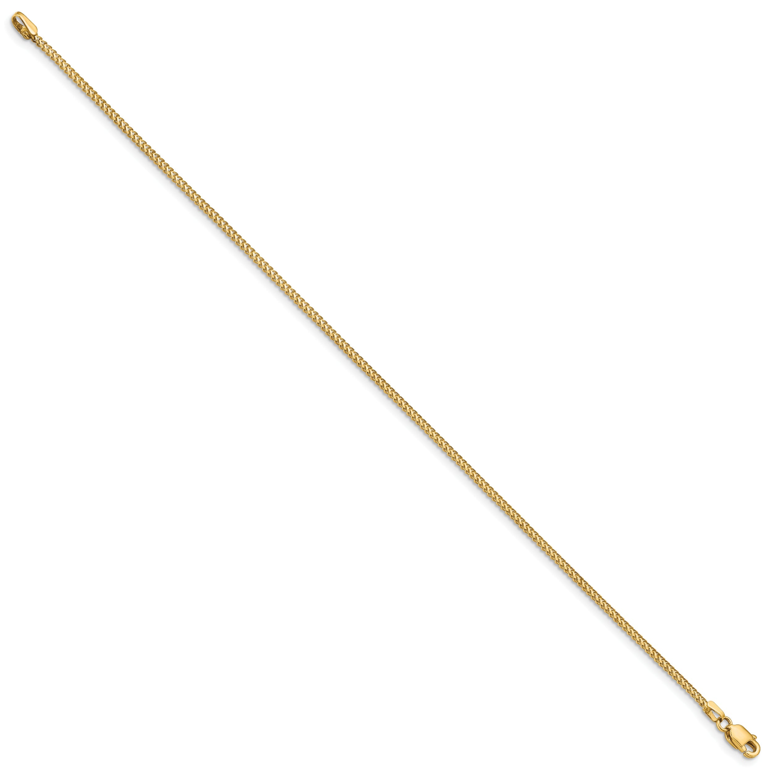 14K Yellow Gold 7 Inch 1mm Franco With Lobster Clasp Bracelet