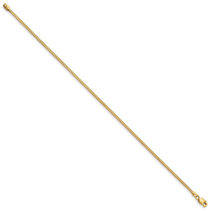 14K Yellow Gold 7 Inch 1mm Franco With Lobster Clasp Bracelet