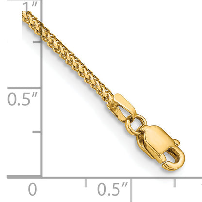 14K Yellow Gold 7 Inch 1mm Franco With Lobster Clasp Bracelet