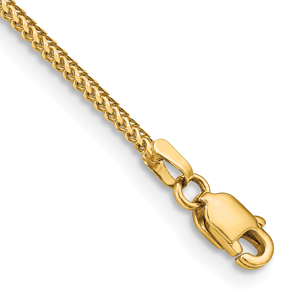 14K Yellow Gold 7 Inch 1mm Franco With Lobster Clasp Bracelet