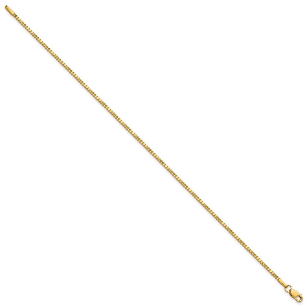 14K Yellow Gold 8 Inch 1mm Franco With Lobster Clasp Bracelet