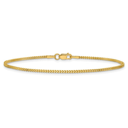 14K Yellow Gold 8 Inch 1mm Franco With Lobster Clasp Bracelet
