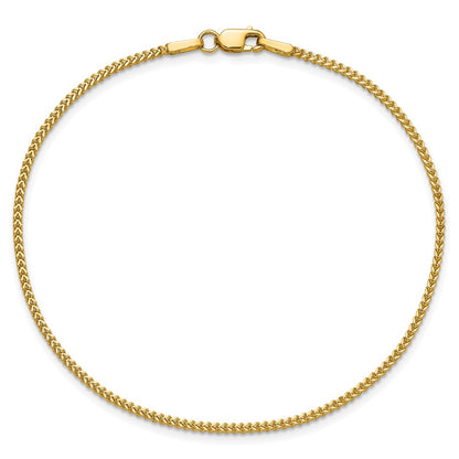 14K Yellow Gold 8 Inch 1mm Franco With Lobster Clasp Bracelet