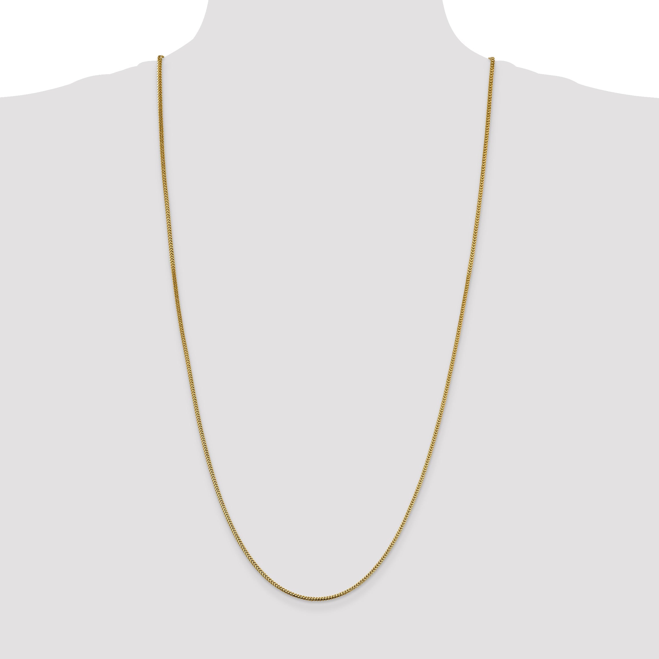 14K Yellow Gold 30 Inch 1.4mm Franco With Lobster Clasp Chain Necklace