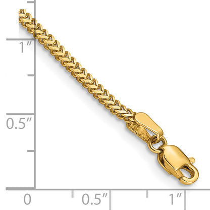 14K Yellow Gold 7 Inch 1.4mm Franco With Lobster Clasp Bracelet