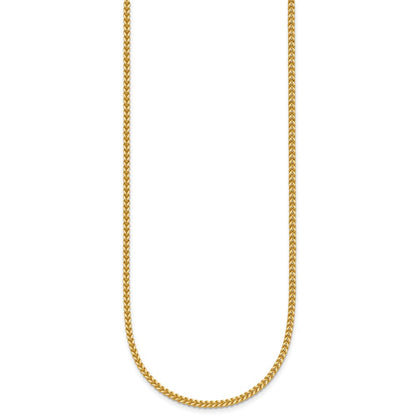 14K Yellow Gold 24 Inch 1.5mm Franco With Lobster Clasp Chain Necklace