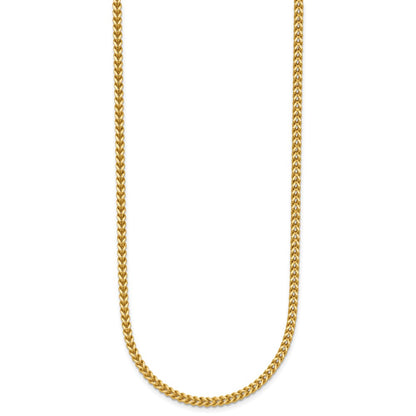 14K Yellow Gold 26 Inch 2mm Franco With Lobster Clasp Chain Necklace