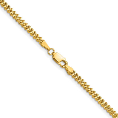 14K Yellow Gold 26 Inch 2mm Franco With Lobster Clasp Chain Necklace