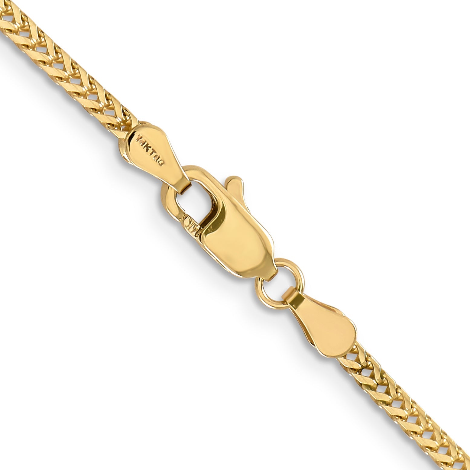 14K Yellow Gold 20 Inch 2mm Franco With Lobster Clasp Chain Necklace
