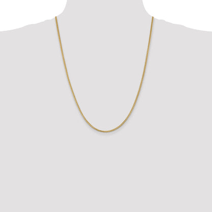 14K Yellow Gold 24 Inch 2mm Franco With Lobster Clasp Chain Necklace