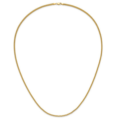 14K Yellow Gold 26 Inch 2mm Franco With Lobster Clasp Chain Necklace