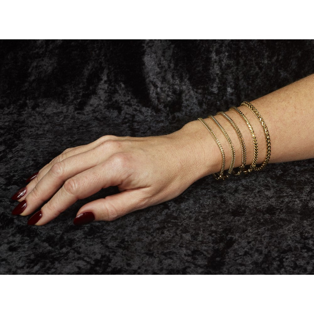 14K Yellow Gold 8 Inch 2.3mm Franco With Lobster Clasp Bracelet