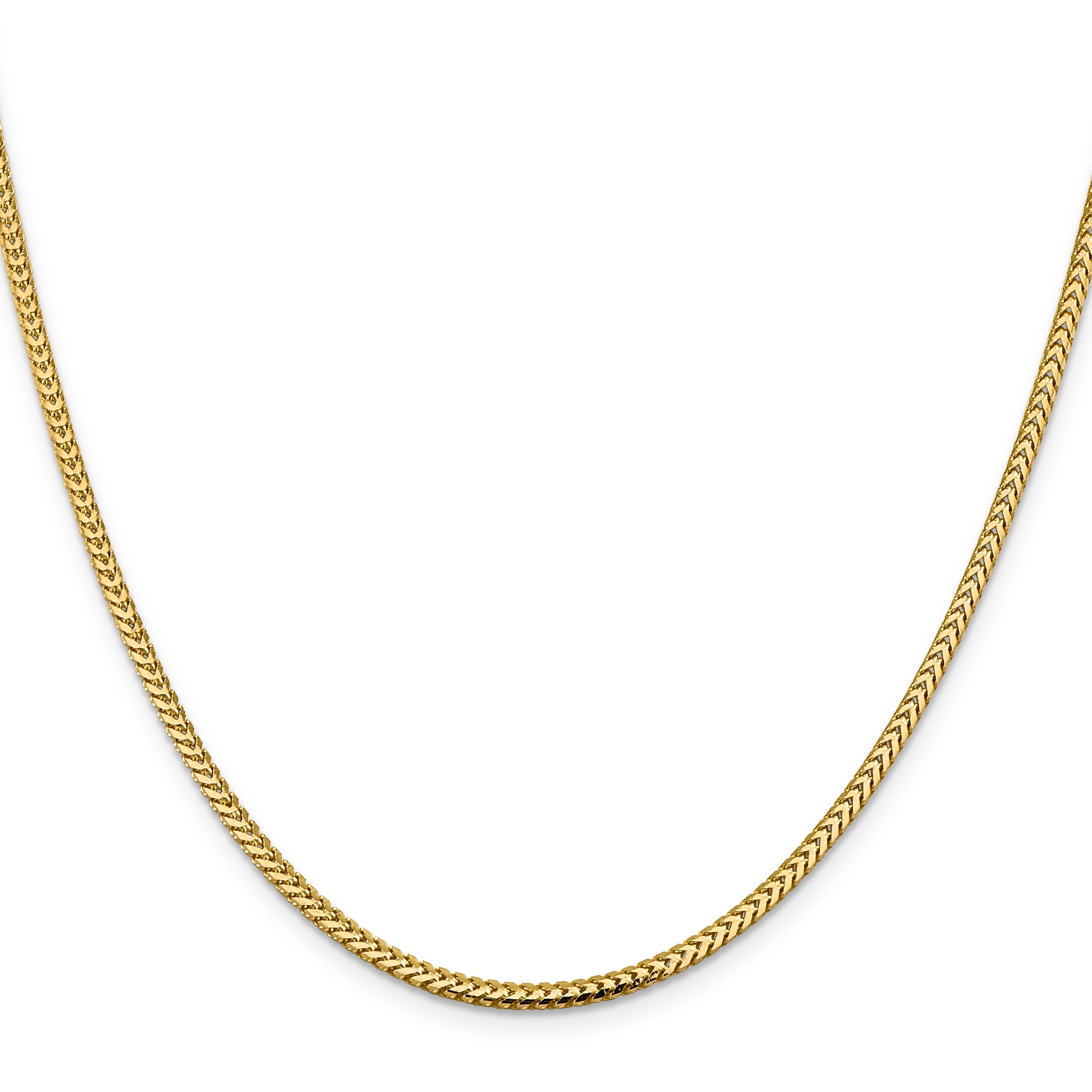 14K Yellow Gold 16 Inch 2.3mm Franco With Lobster Clasp Chain Necklace