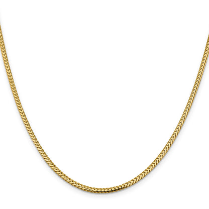 14K Yellow Gold 16 Inch 2.3mm Franco With Lobster Clasp Chain Necklace