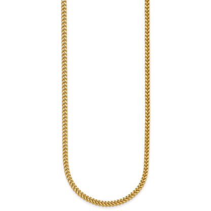 14K Yellow Gold 26 Inch 2.3mm Franco With Lobster Clasp Chain Necklace