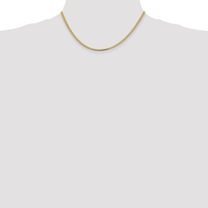 14K Yellow Gold 16 Inch 2.3mm Franco With Lobster Clasp Chain Necklace