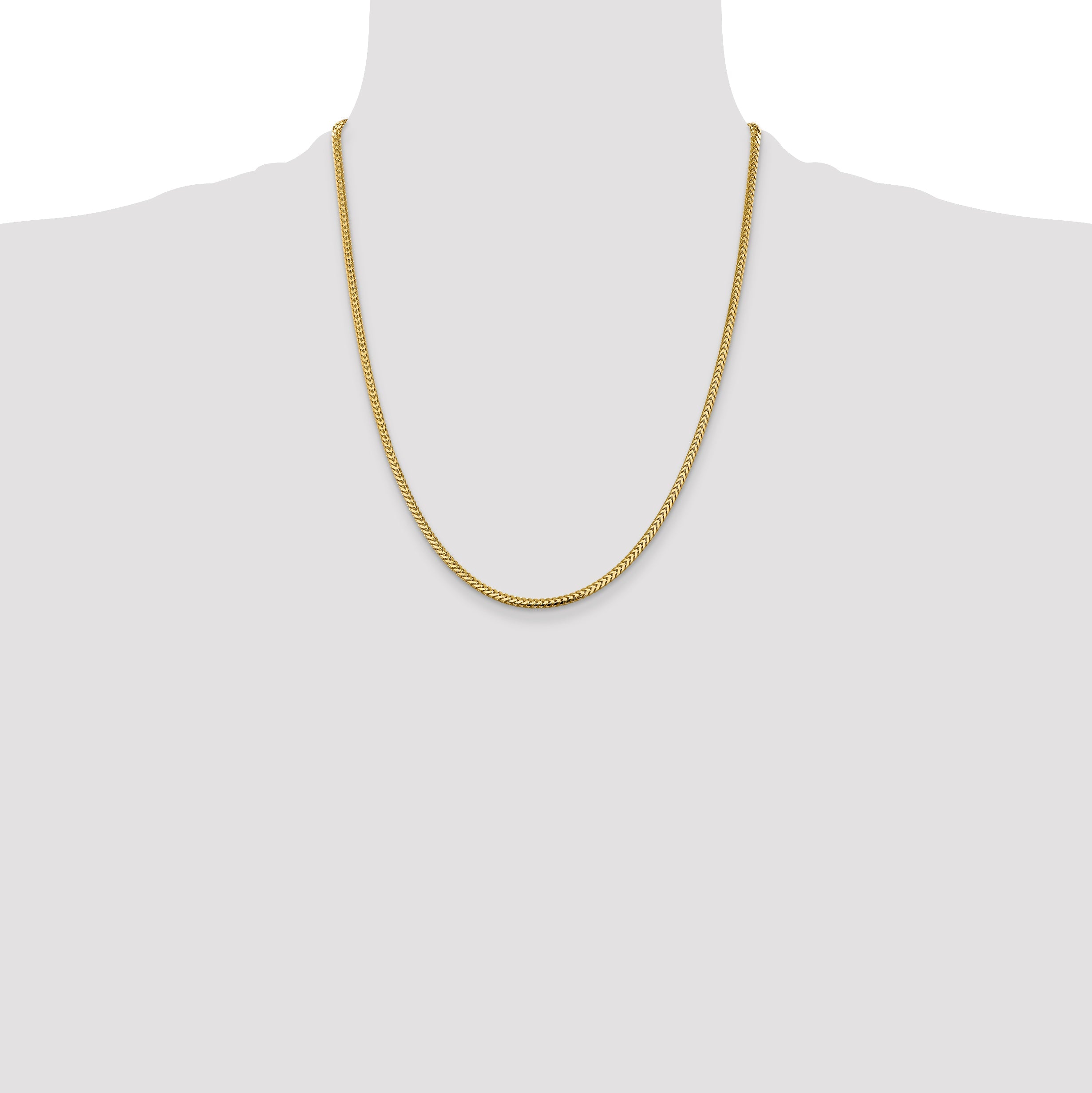 14K Yellow Gold 22 Inch 2.3mm Franco With Lobster Clasp Chain Necklace