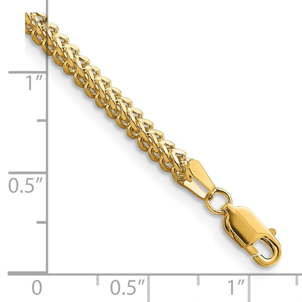 14K Yellow Gold 7 Inch 2.3mm Franco With Lobster Clasp Bracelet