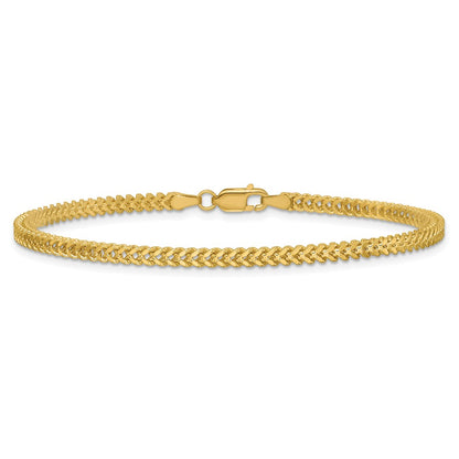 14K Yellow Gold 8 Inch 2.3mm Franco With Lobster Clasp Bracelet