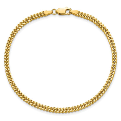 14K Yellow Gold 8 Inch 2.3mm Franco With Lobster Clasp Bracelet