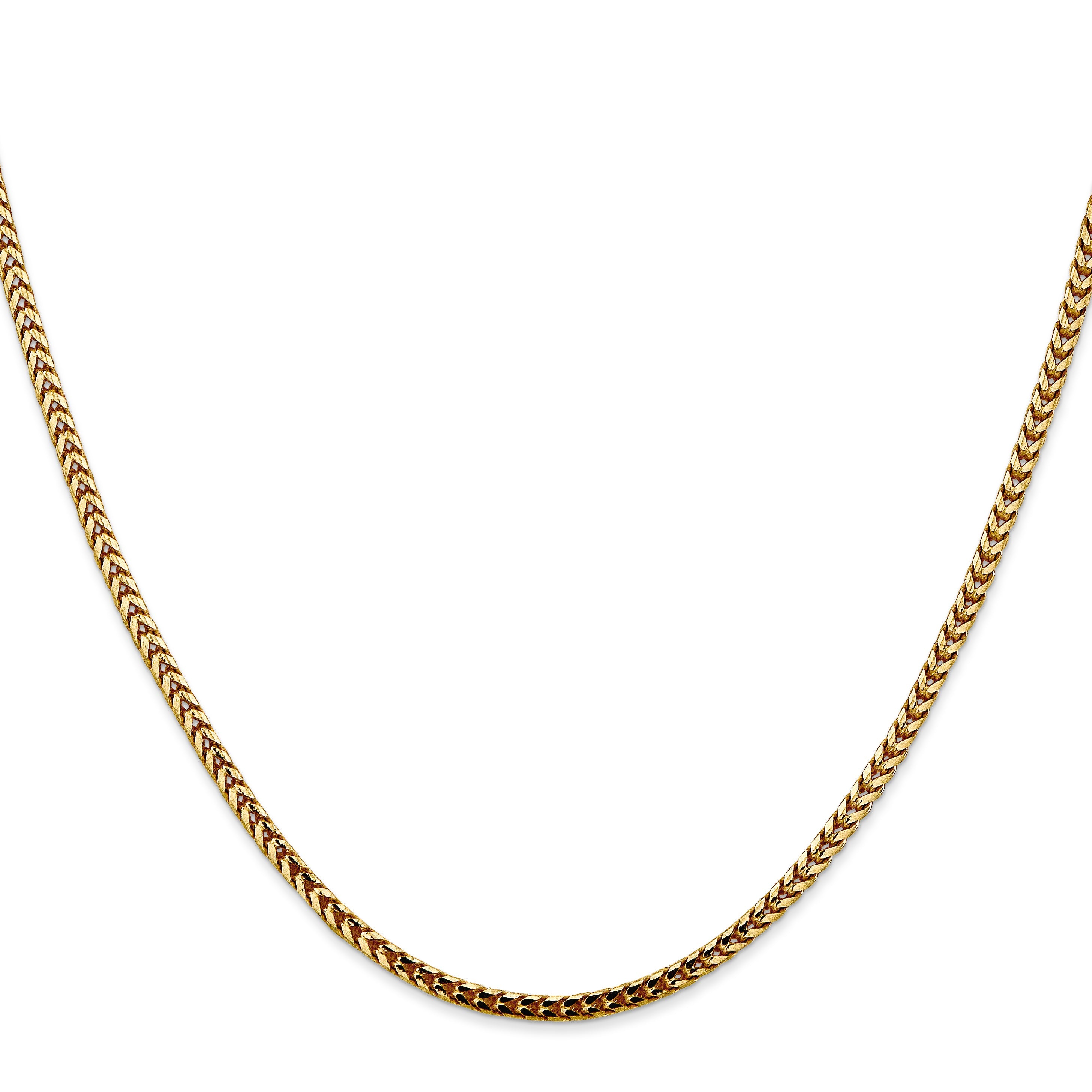 14K Yellow Gold 24 Inch 2.5mm Franco With Lobster Clasp Chain Necklace