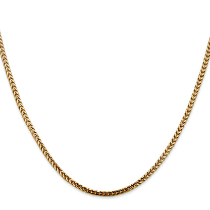 14K Yellow Gold 30 Inch 2.5mm Franco With Lobster Clasp Chain Necklace