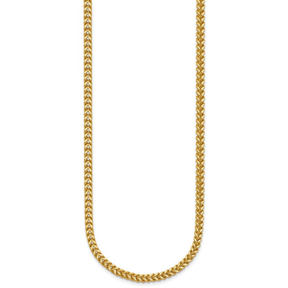 14K Yellow Gold 22 Inch 2.5mm Franco With Lobster Clasp Chain Necklace