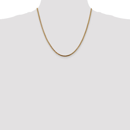 14K Yellow Gold 20 Inch 2.5mm Franco With Lobster Clasp Chain Necklace