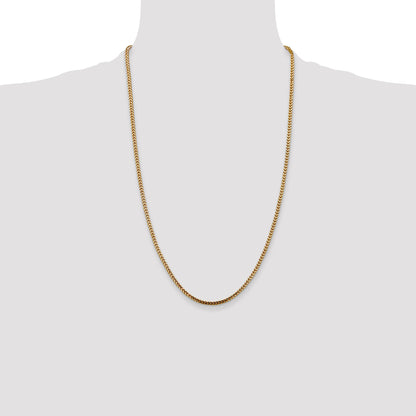 14K Yellow Gold 26 Inch 2.5mm Franco With Lobster Clasp Chain Necklace