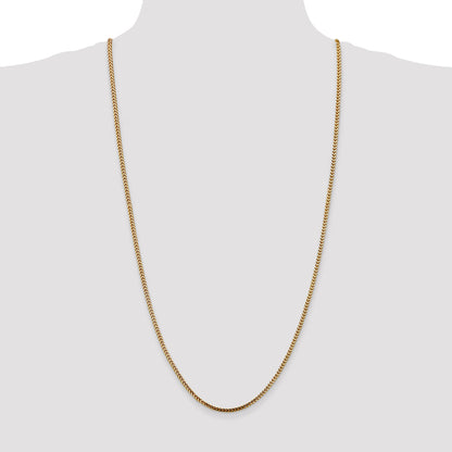 14K Yellow Gold 30 Inch 2.5mm Franco With Lobster Clasp Chain Necklace