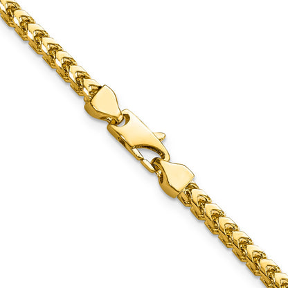 14K Yellow Gold 22 Inch 3mm Franco With Fancy Lobster Clasp Chain Necklace