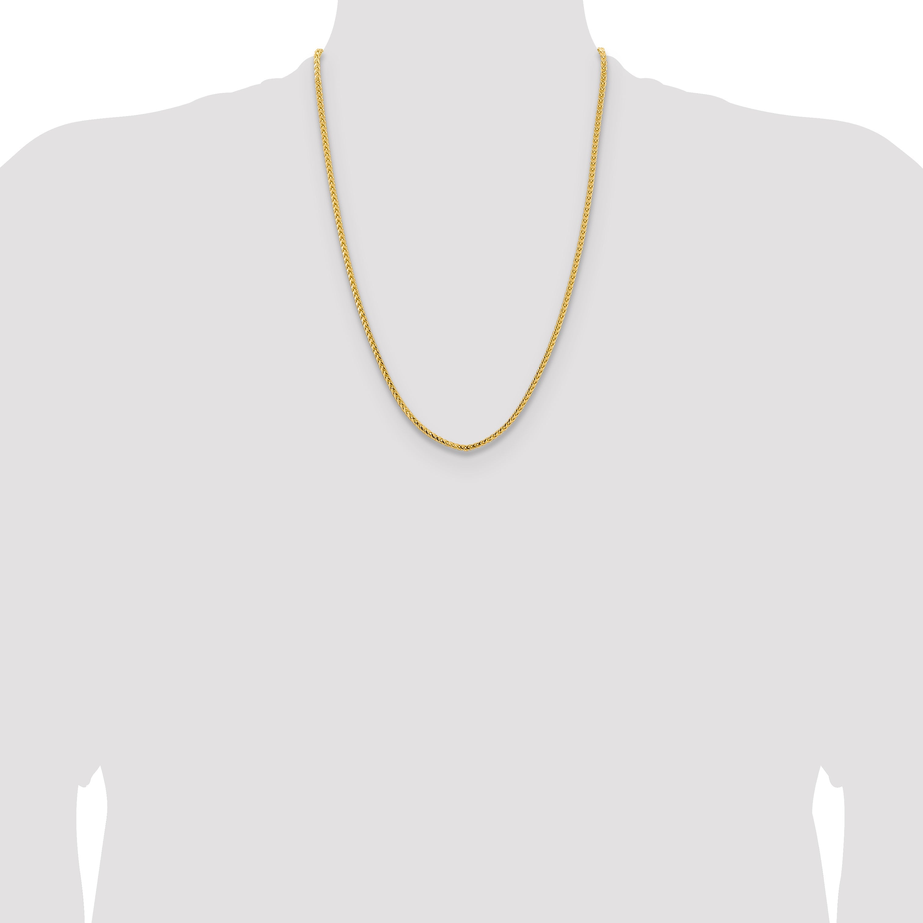 14K Yellow Gold 24 Inch 3mm Franco With Fancy Lobster Clasp Chain Necklace