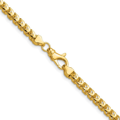 14K Yellow Gold 20 Inch 3.7mm Franco With Fancy Lobster Clasp Chain Necklace