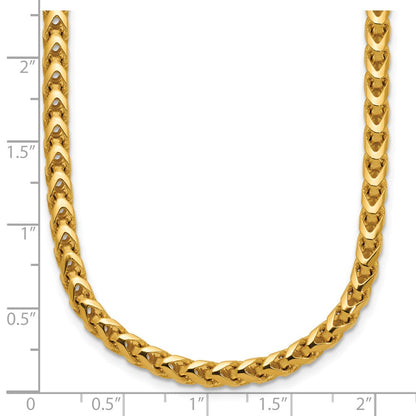 14K Yellow Gold 22 Inch 3.7mm Franco With Fancy Lobster Clasp Chain Necklace