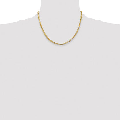 14K Yellow Gold 18 Inch 3.7mm Franco With Fancy Lobster Clasp Chain Necklace
