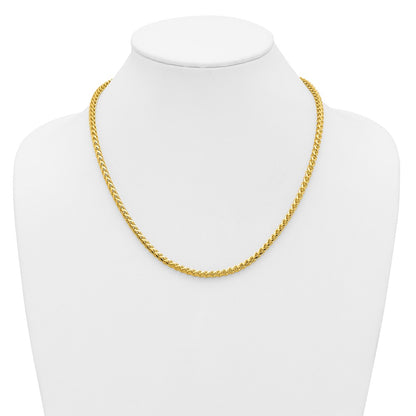 14K Yellow Gold 20 Inch 3.7mm Franco With Fancy Lobster Clasp Chain Necklace