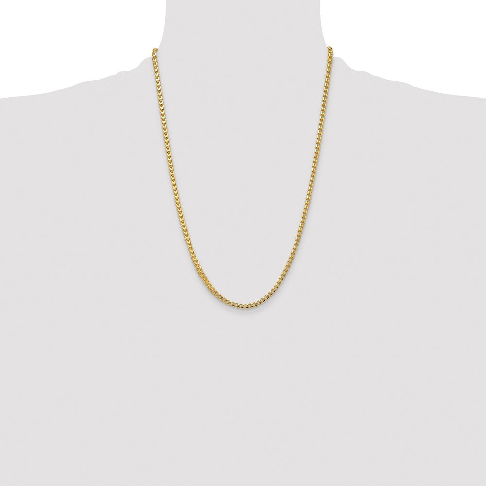 14K Yellow Gold 24 Inch 3.7mm Franco With Fancy Lobster Clasp Chain Necklace