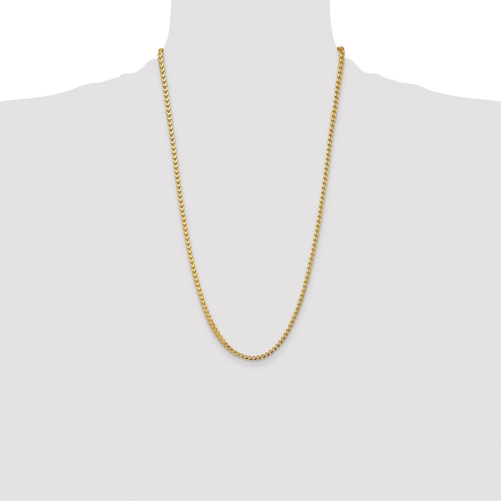 14K Yellow Gold 26 Inch 3.7mm Franco With Fancy Lobster Clasp Chain Necklace