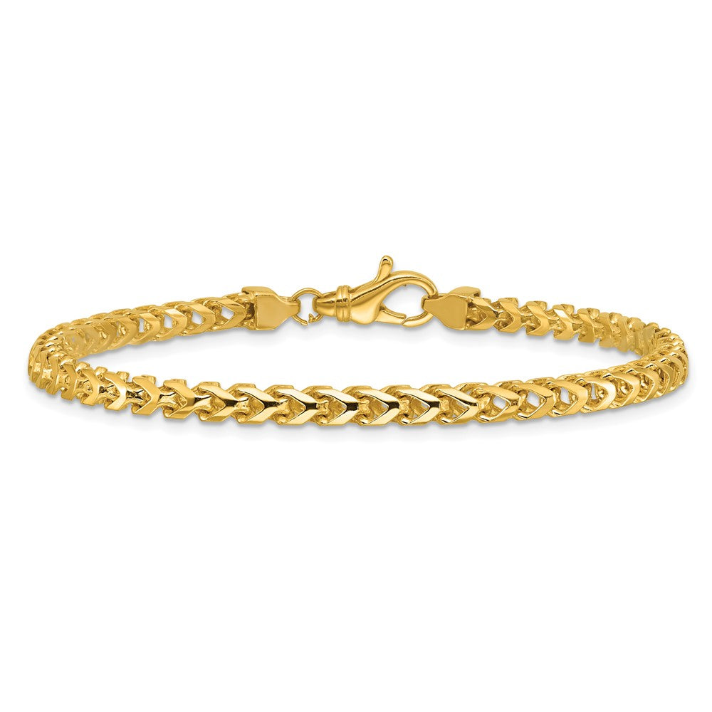 14K Yellow Gold 8 Inch 3.7mm Franco With Fancy Lobster Clasp Bracelet