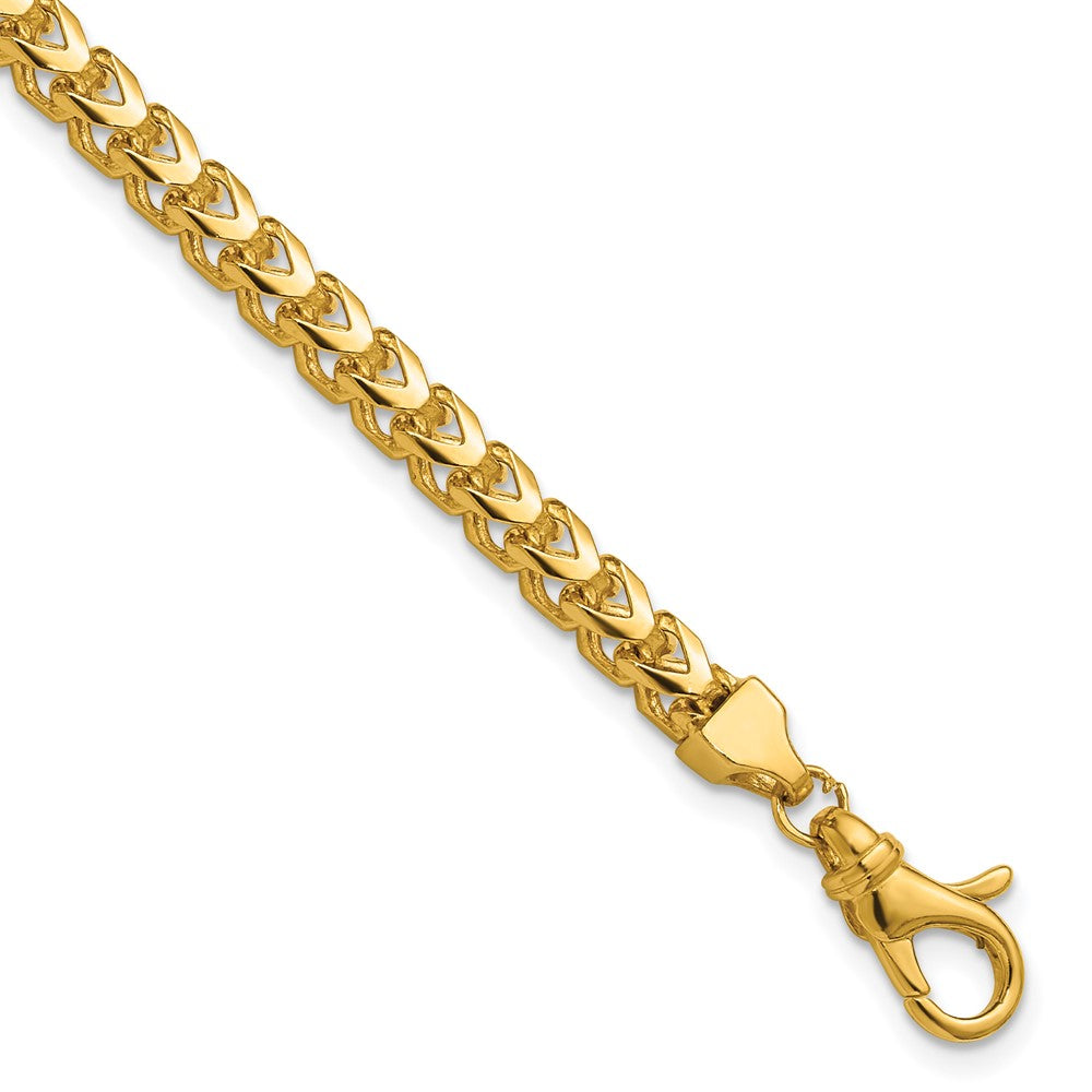 14K Yellow Gold 8 Inch 3.7mm Franco With Fancy Lobster Clasp Bracelet