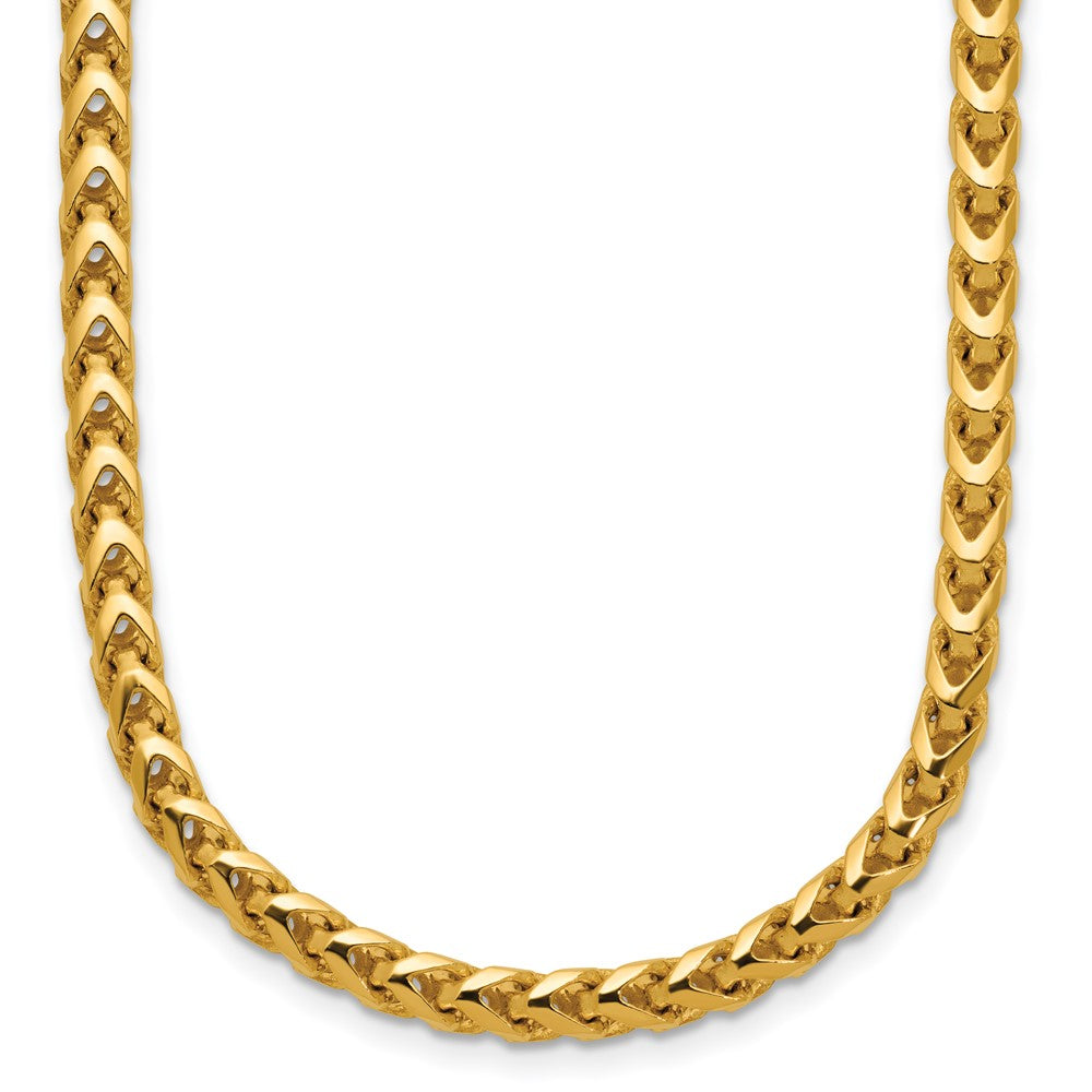 14K Yellow Gold 24 Inch 3.7mm Franco With Fancy Lobster Clasp Chain Necklace