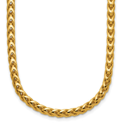 14K Yellow Gold 24 Inch 3.7mm Franco With Fancy Lobster Clasp Chain Necklace