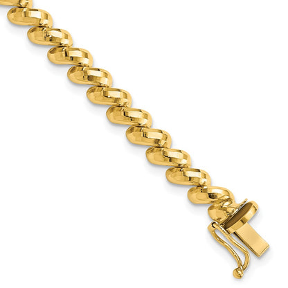 14K Yellow Gold Faceted 5mm 7 Inch San Marco Bracelet