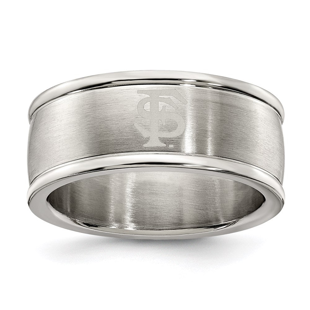 Stainless Steel Florida State Univ Logo Band Ring