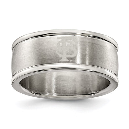 Stainless Steel Florida State Univ Logo Band Ring
