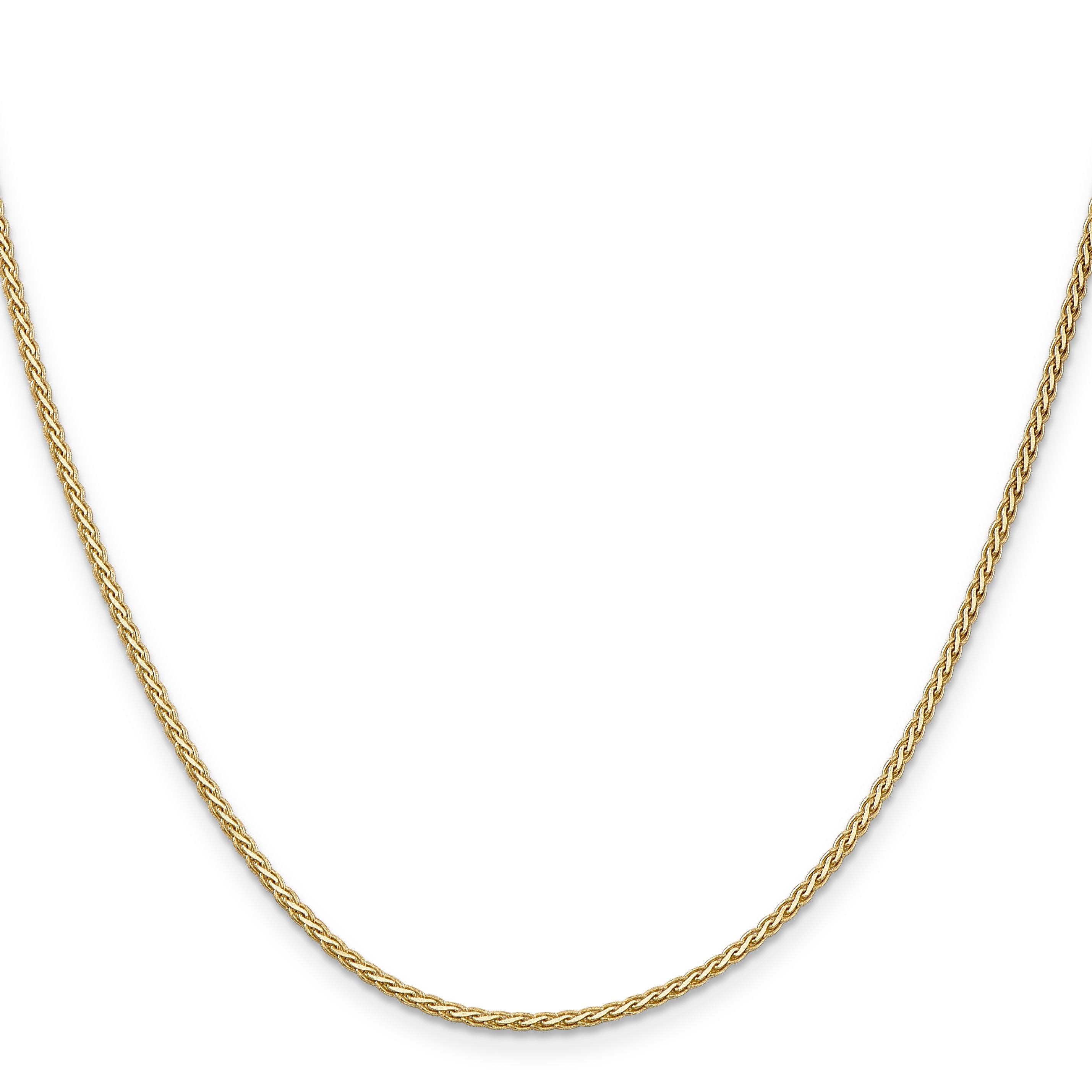 14K Yellow Gold 18 Inch 1.9mm Flat Wheat With Lobster Clasp Chain Necklace