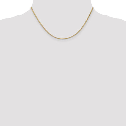14K Yellow Gold 16 Inch 1.9mm Flat Wheat With Lobster Clasp Chain Necklace