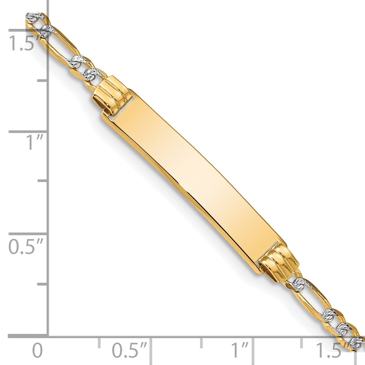 8 Inch 14K With Rhodium Pav Figaro Id Bracelet