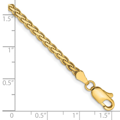 14K Yellow Gold 7 Inch 2.8mm Flat Wheat With Lobster Clasp Bracelet