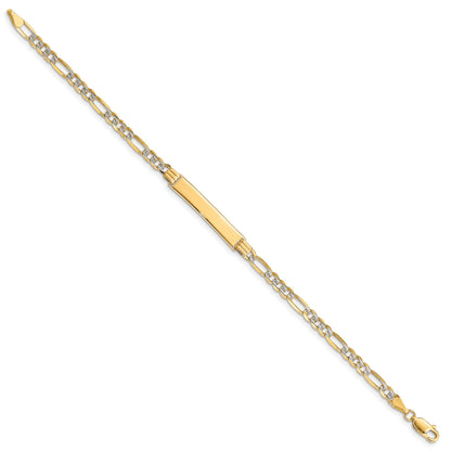 8 Inch 14K With Rhodium Pav Figaro Id Bracelet